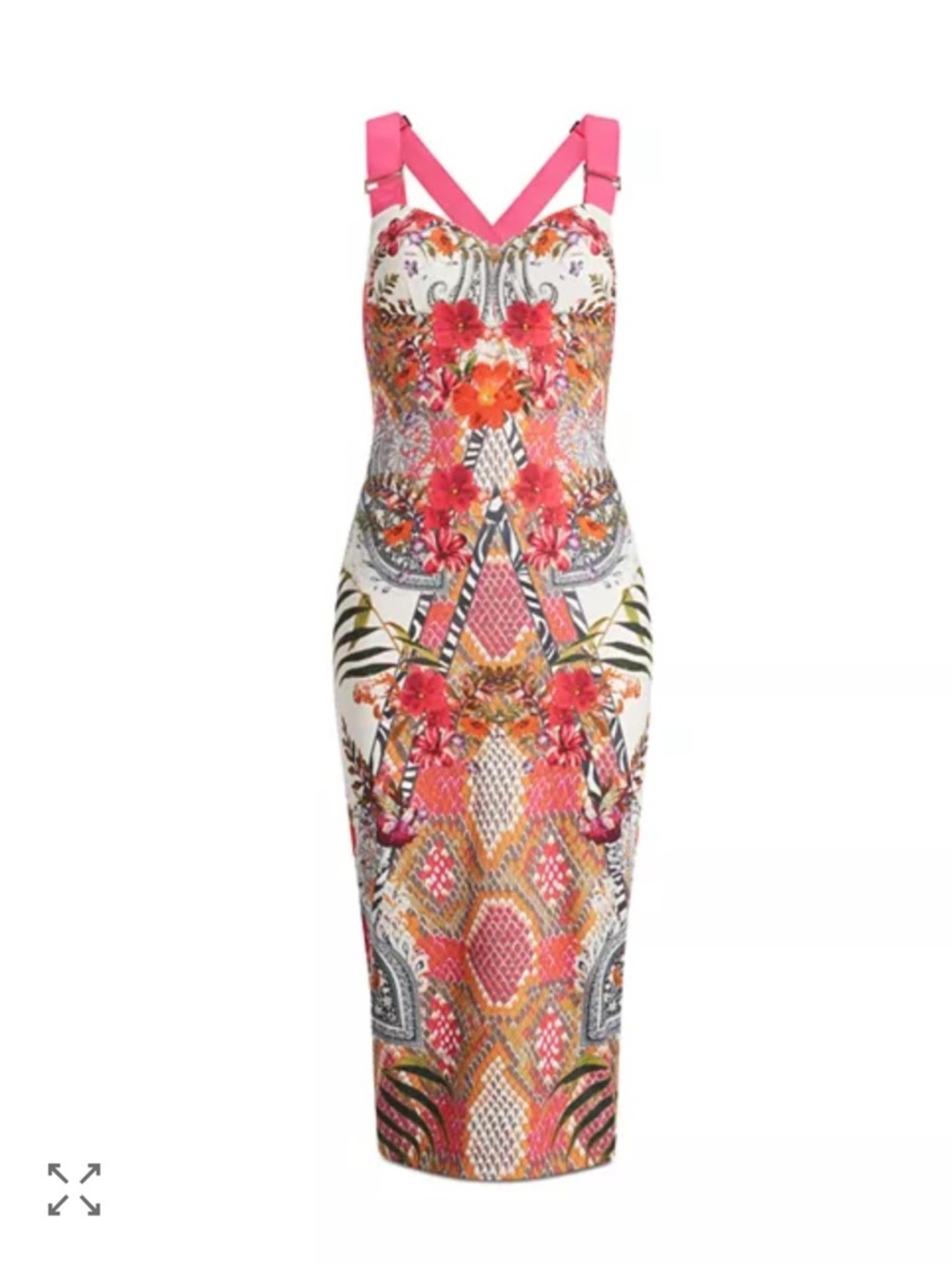 Ted Baker Pink Multicolor Strappy Midi Dress